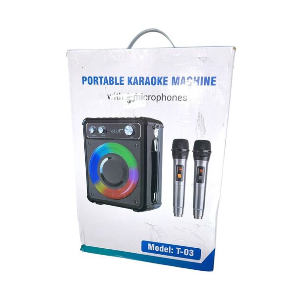 Karaoke Machine, Portable Bluetooth Karaoke Speaker with 2 Wireless Microphones - Picture 12 of 16
